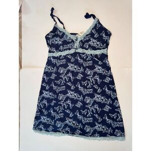 Jessica Simpson Navy Blue Butterfly Lace Trim Cami Chemise L